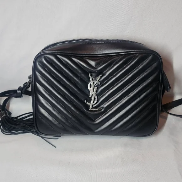 Yves Saint Laurent Black Chevron Crossbody Bag - Picture 2 of 3